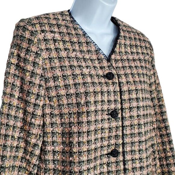 Koret Jacket Blazer Sz 6P Boucle Pink Gray Black Yellow Textured Tweed - Picture 2 of 6
